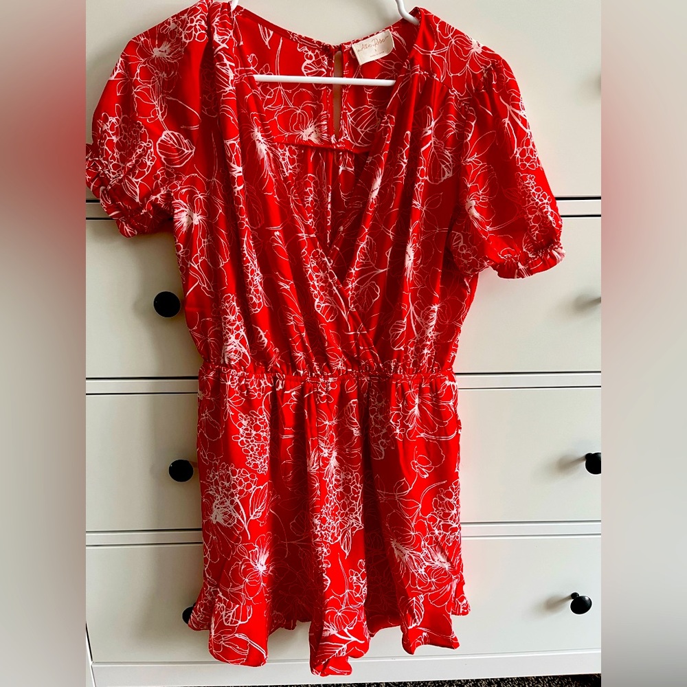 Pink Lily Scarlet Floral Romper